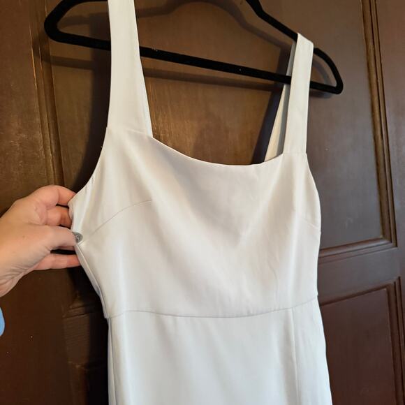 Babaton | Aritzia 90s Slit Midi Square Neck Dress in Baby Blue | Size 2 | - Picture 4 of 7